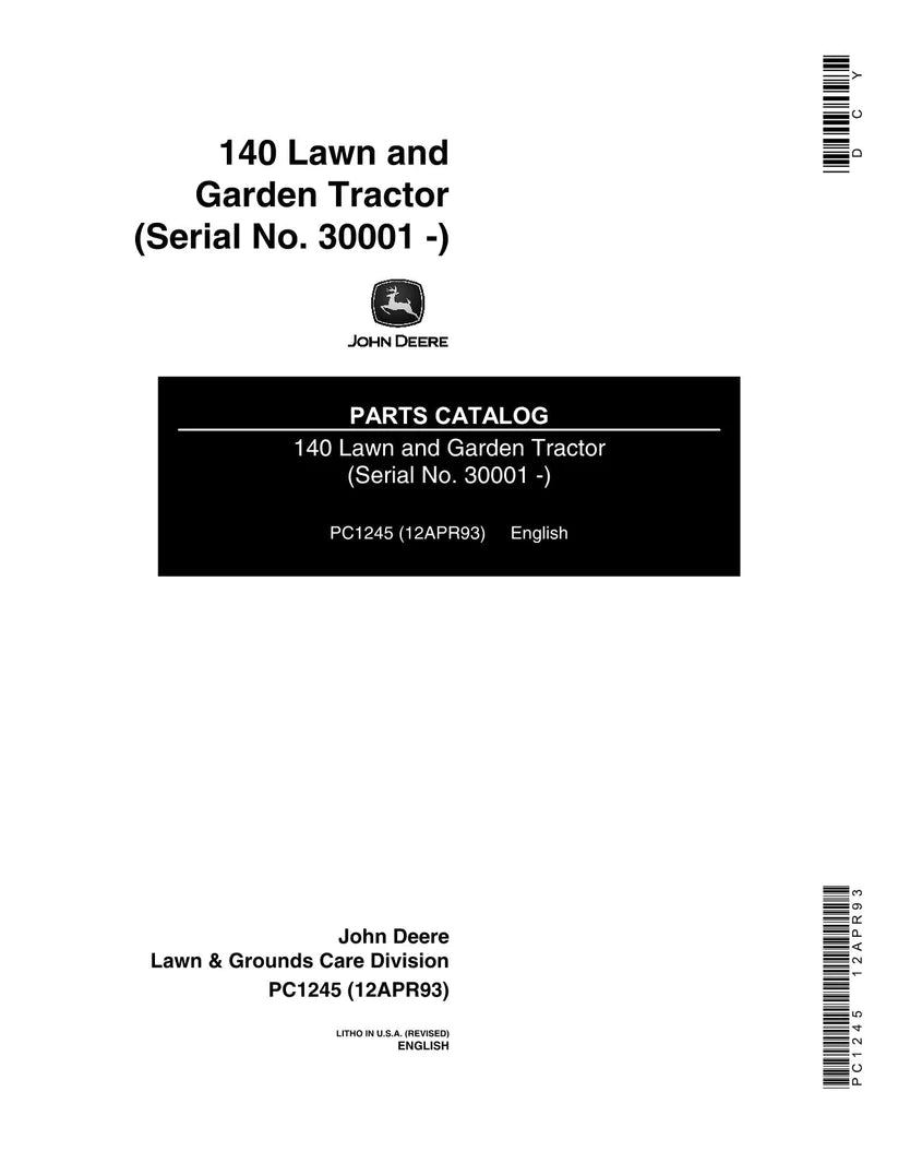 John Deere 140 Lawn and Garden Tractor Parts Manual - Neo Truck Manuals