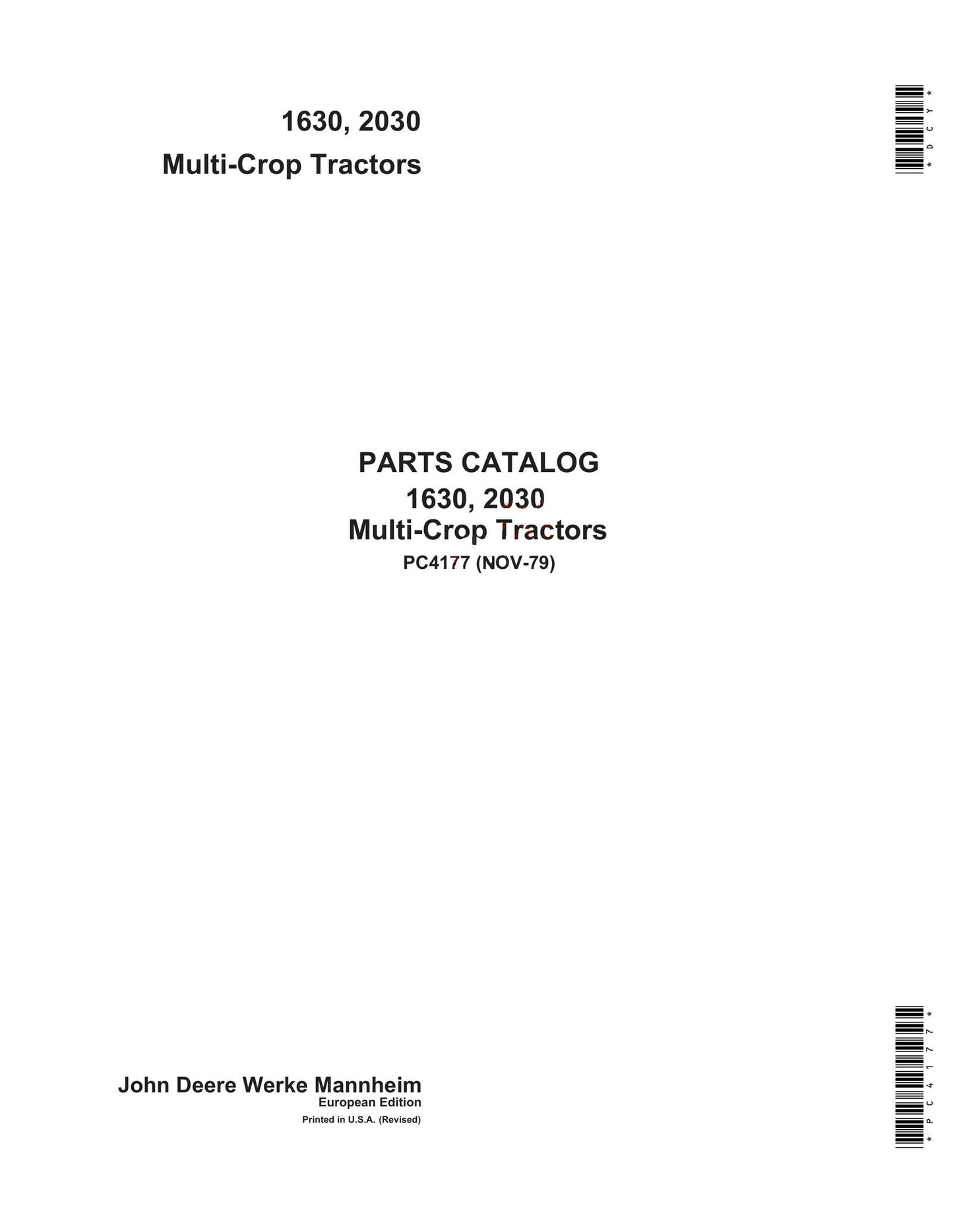 John Deere 1630, 2030 Tractor Parts Manual - Neo Truck Manuals