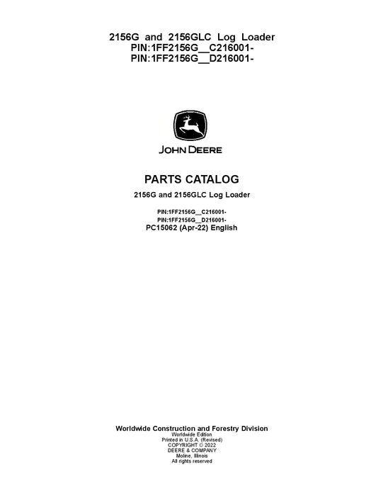 John Deere 2156G, 2156GLC Log Loader Parts Manual - Neo Truck Manuals