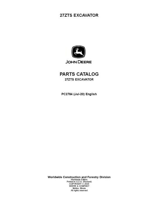 John Deere 27ZTS ZTS Series Excavator Parts Manual - Neo Truck Manuals
