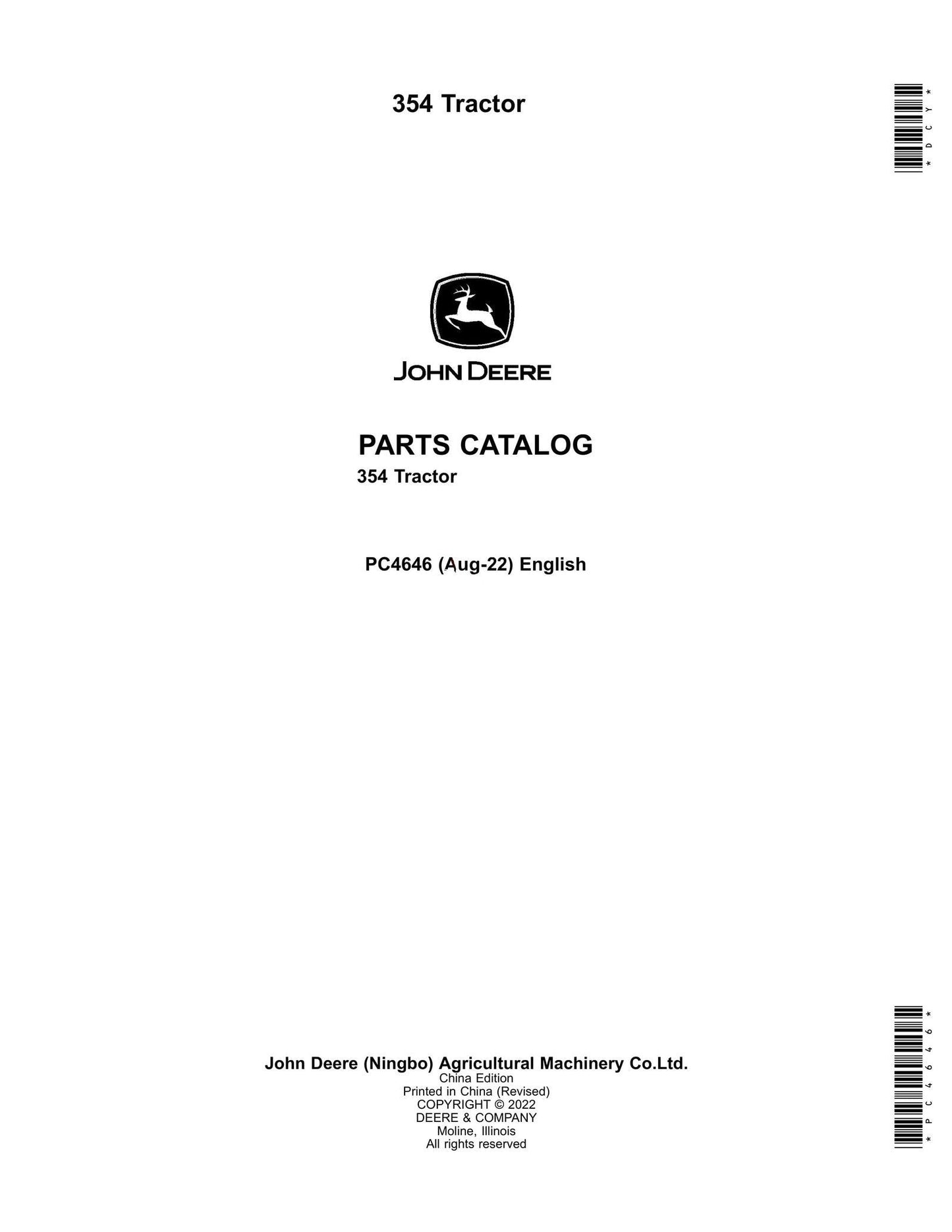 John Deere 354 Tractor Parts Manual - Neo Truck Manuals