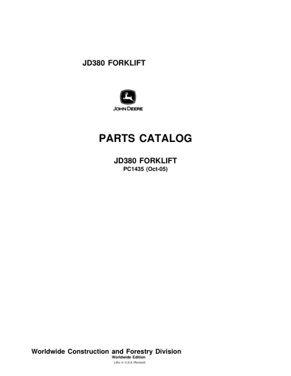 John Deere 380 Series Forklifts Parts Manual - Neo Truck Manuals