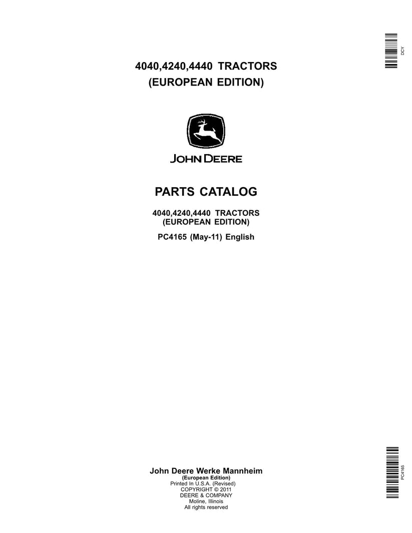 John Deere 4040 4240 4440 Tractor Parts Manual - Neo Truck Manuals