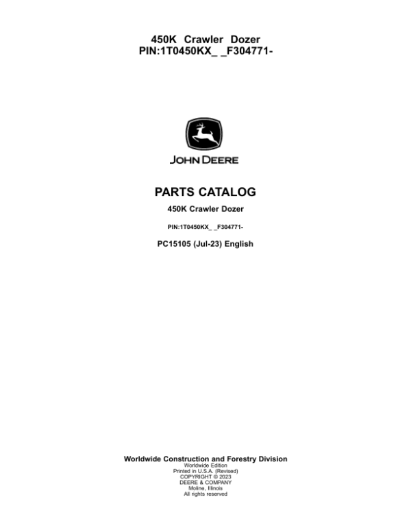 John Deere 450K Crawler Dozer Parts Manual - Neo Truck Manuals