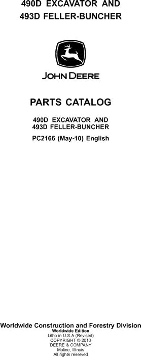 John Deere 490D, 493D Excavator Parts Manual - Neo Truck Manuals