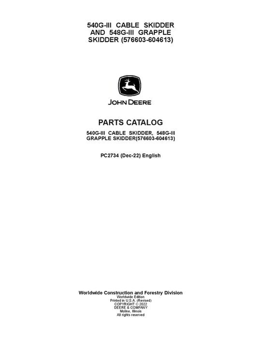 John Deere 540GIII, 548GIII Skidder Parts Manual - Neo Truck Manuals