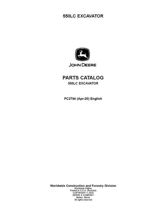 John Deere 550LC Series Excavator Parts Manual - Neo Truck Manuals