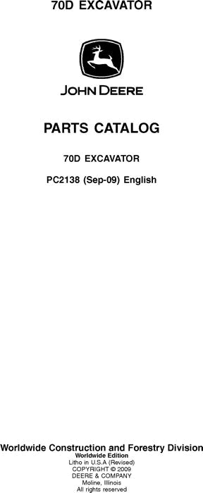 John Deere 70D Excavator Parts Manual - Neo Truck Manuals