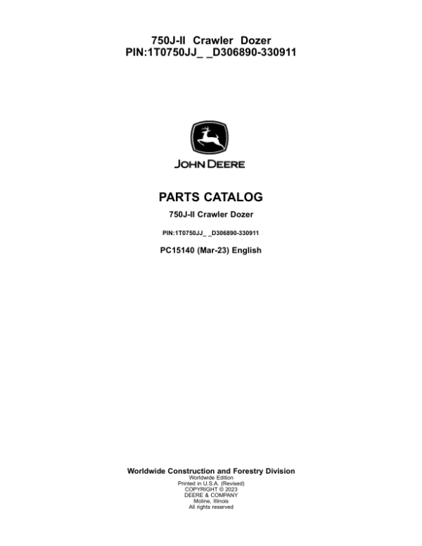 John Deere 750J-II Crawler Parts Manual - Neo Truck Manuals