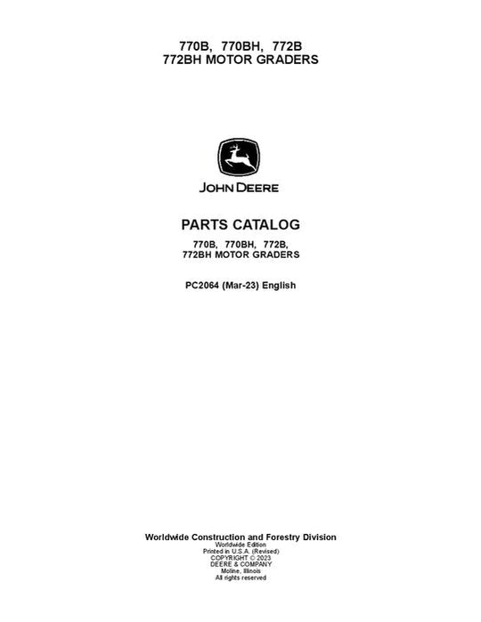 John Deere 770B, 770BH, 772B, 772BH B Series Motor Graders Parts Manual - Neo Truck Manuals