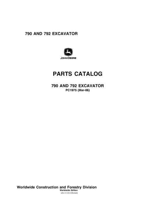 John Deere 790, 792 Series Excavator Parts Manual - Neo Truck Manuals