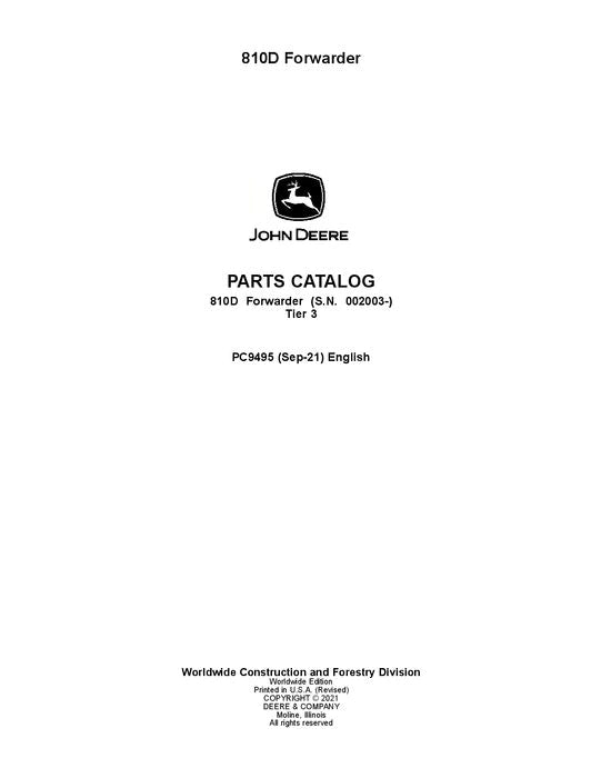 John Deere 810D T3 Forwarder Parts Manual - Neo Truck Manuals