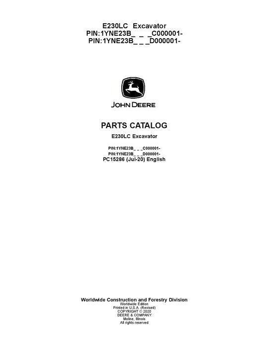 John Deere E230LC L Series Excavator Parts Manual - Neo Truck Manuals