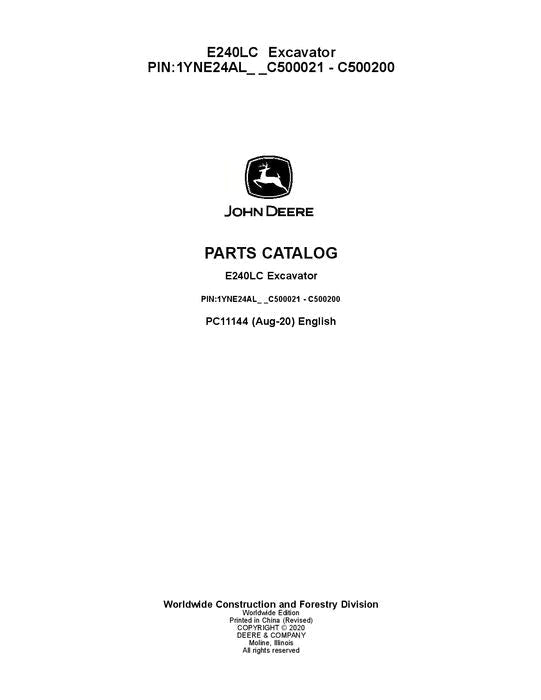 John Deere E240LC E Series Excavator Parts Manual - Neo Truck Manuals