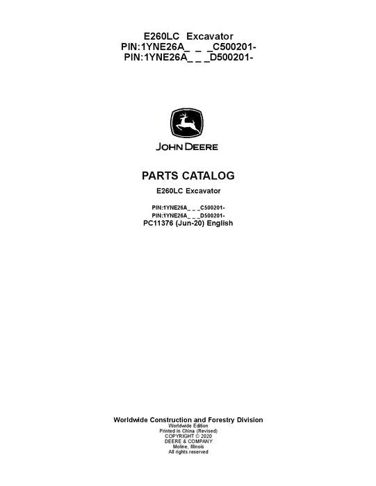 John Deere E260LC E Series Excavator Parts Manual - Neo Truck Manuals