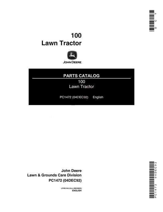 John Deere 100 Lawn Tractor Parts Manual - Neo Truck Manuals