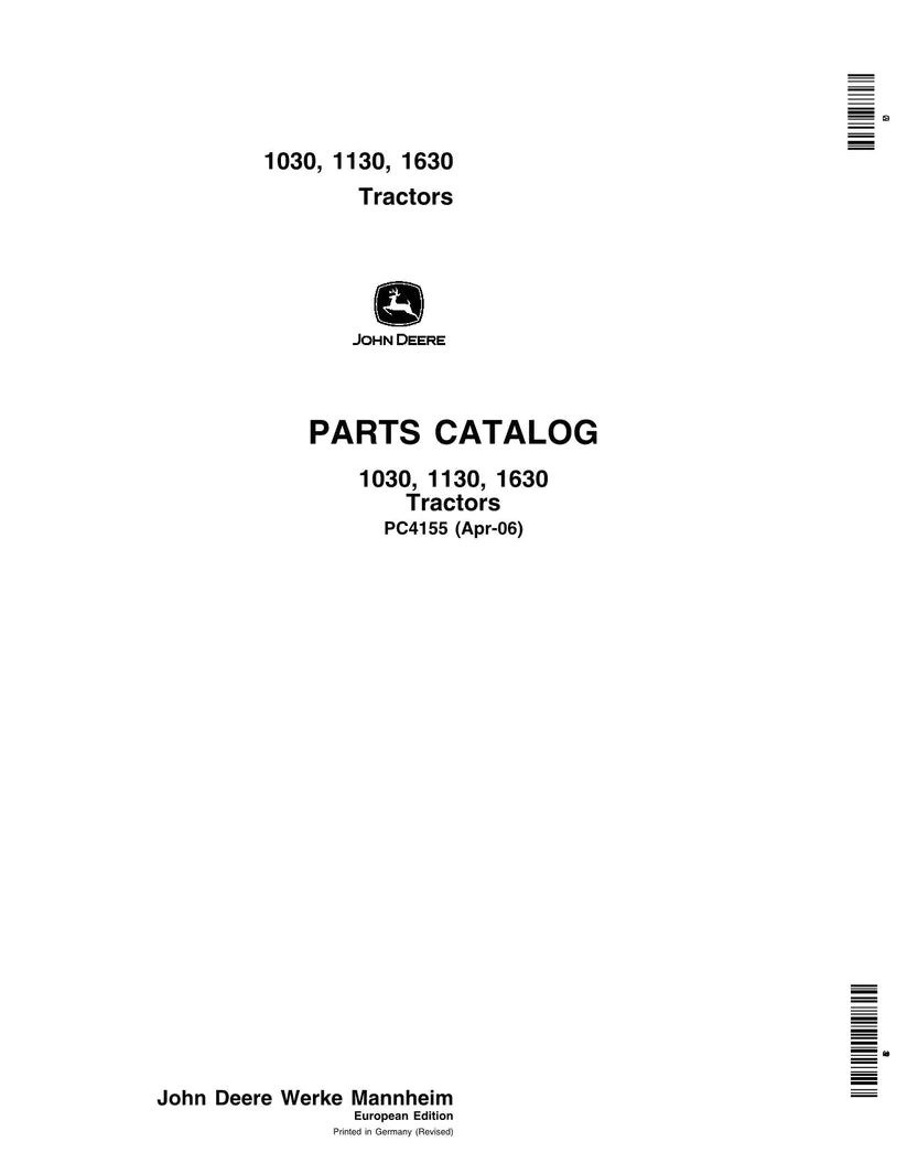 John Deere 1030 1130 1630 Tractor Parts Manual - Neo Truck Manuals