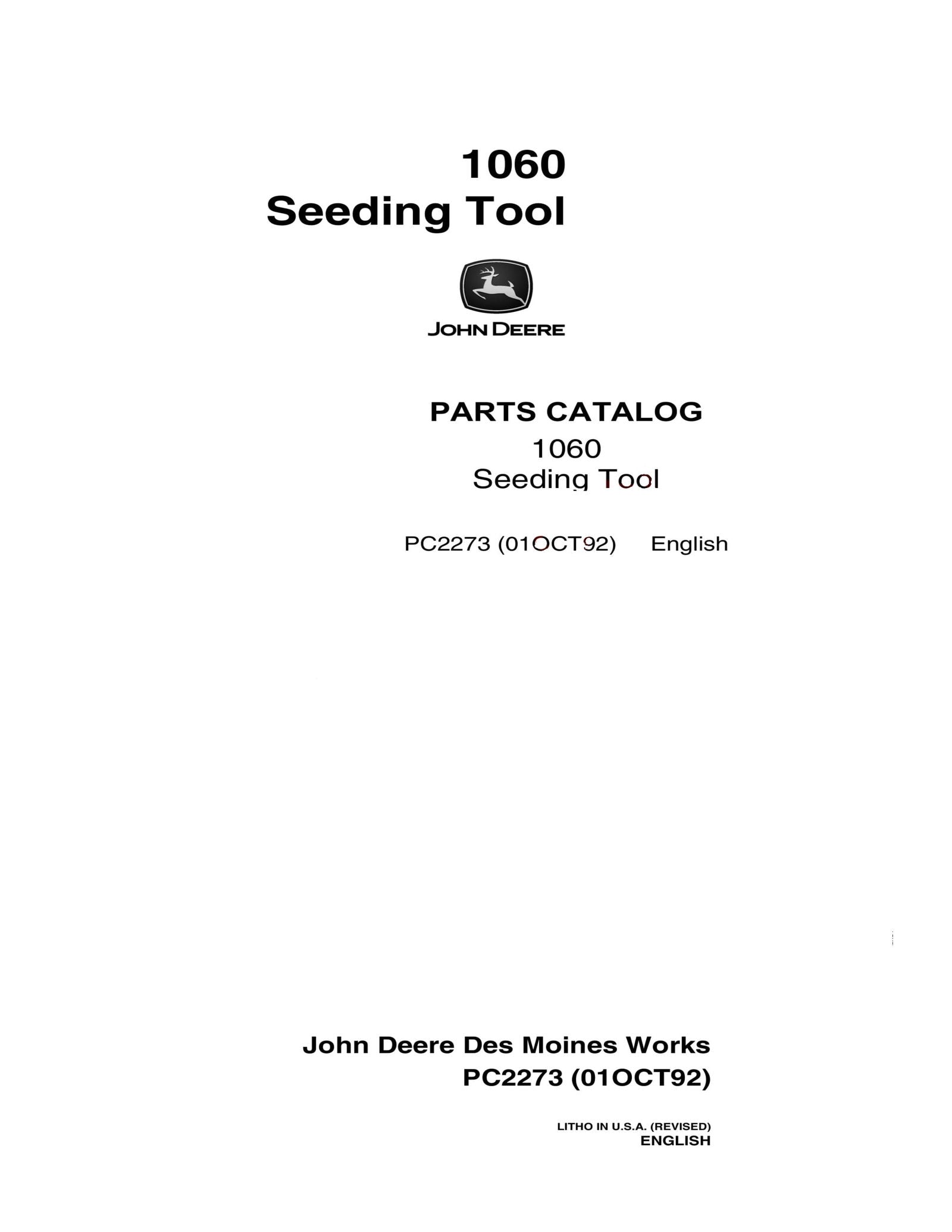 John Deere 1060 Seeding Tool Parts Manual - Neo Truck Manuals