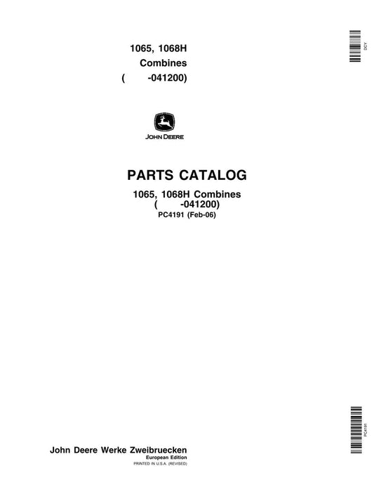 John Deere 1065 1068H Combine Parts Manual - Neo Truck Manuals