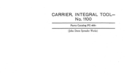 John Deere 1100 Integrated Tool Carrier Parts Manual - Neo Truck Manuals