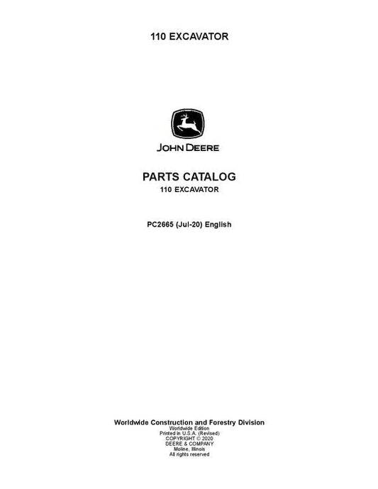 John Deere 110 Series Excavator Parts Manual - Neo Truck Manuals