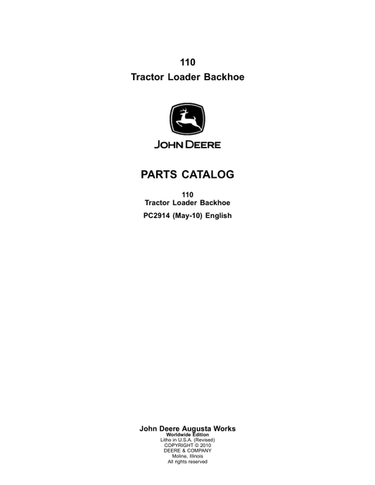 John Deere 110 Tractor Backhoe Loader Parts Manual - Neo Truck Manuals