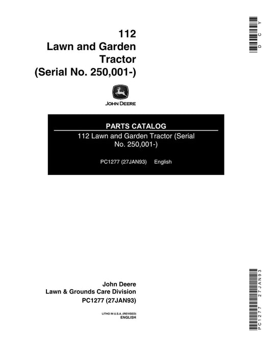 John Deere 112 Lawn and garden Tractor Parts Manual - Neo Truck Manuals