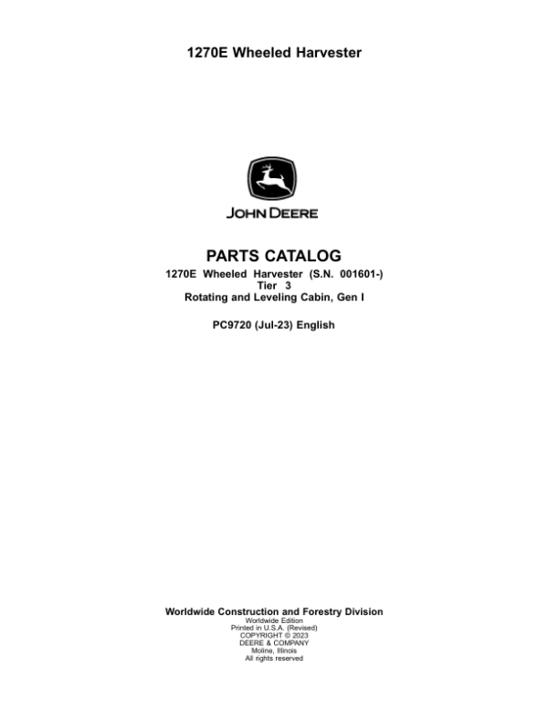 John Deere 1270E T3 Wheeled Harvester Parts Manual - Neo Truck Manuals