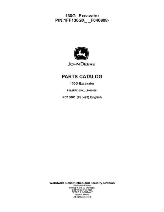 John Deere 130G G Series Excavator Parts Manual - Neo Truck Manuals