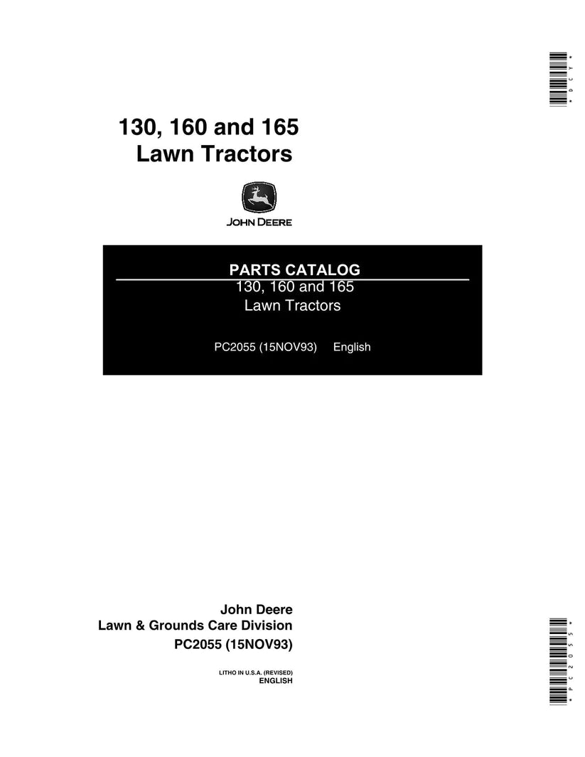 John Deere 130, 160, 165, 185 Lawn Tractor Parts Manual - Neo Truck Manuals