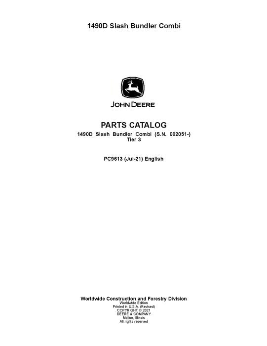 John Deere 1490D T3 Forwarder Parts Manual - Neo Truck Manuals