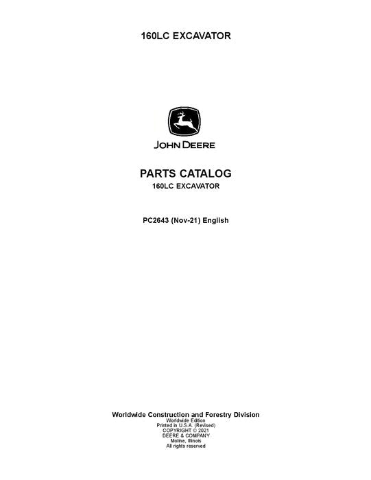 John Deere 160LC Series Excavator Parts Manual - Neo Truck Manuals
