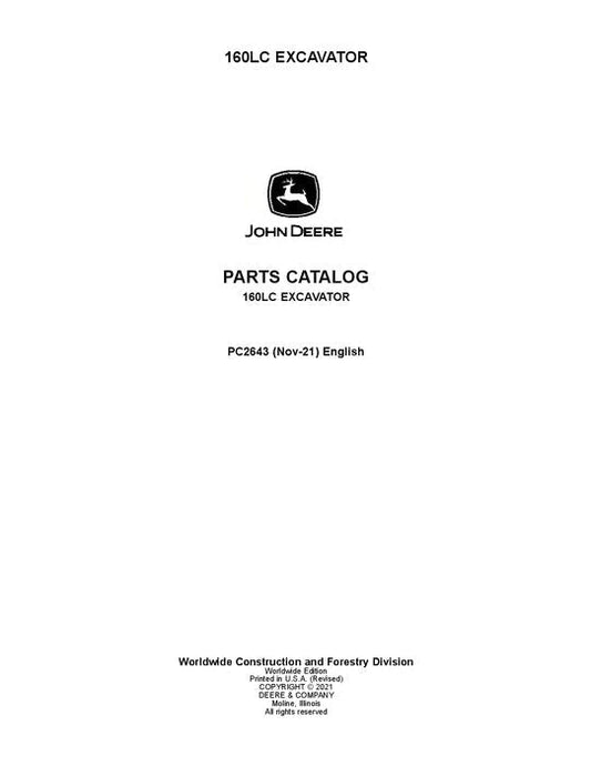 John Deere 160LC Series Excavator Parts Manual - Neo Truck Manuals