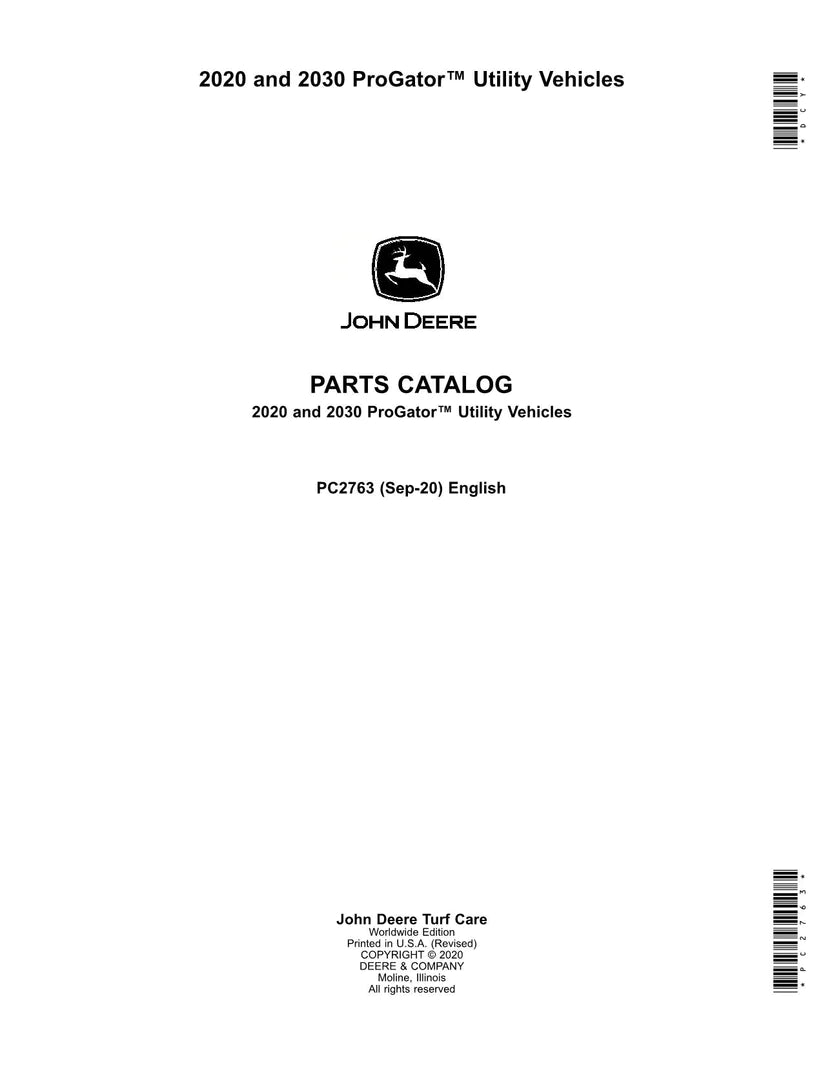 John Deere 2020, 2030 Utility Vehicle Parts Manual - Neo Truck Manuals