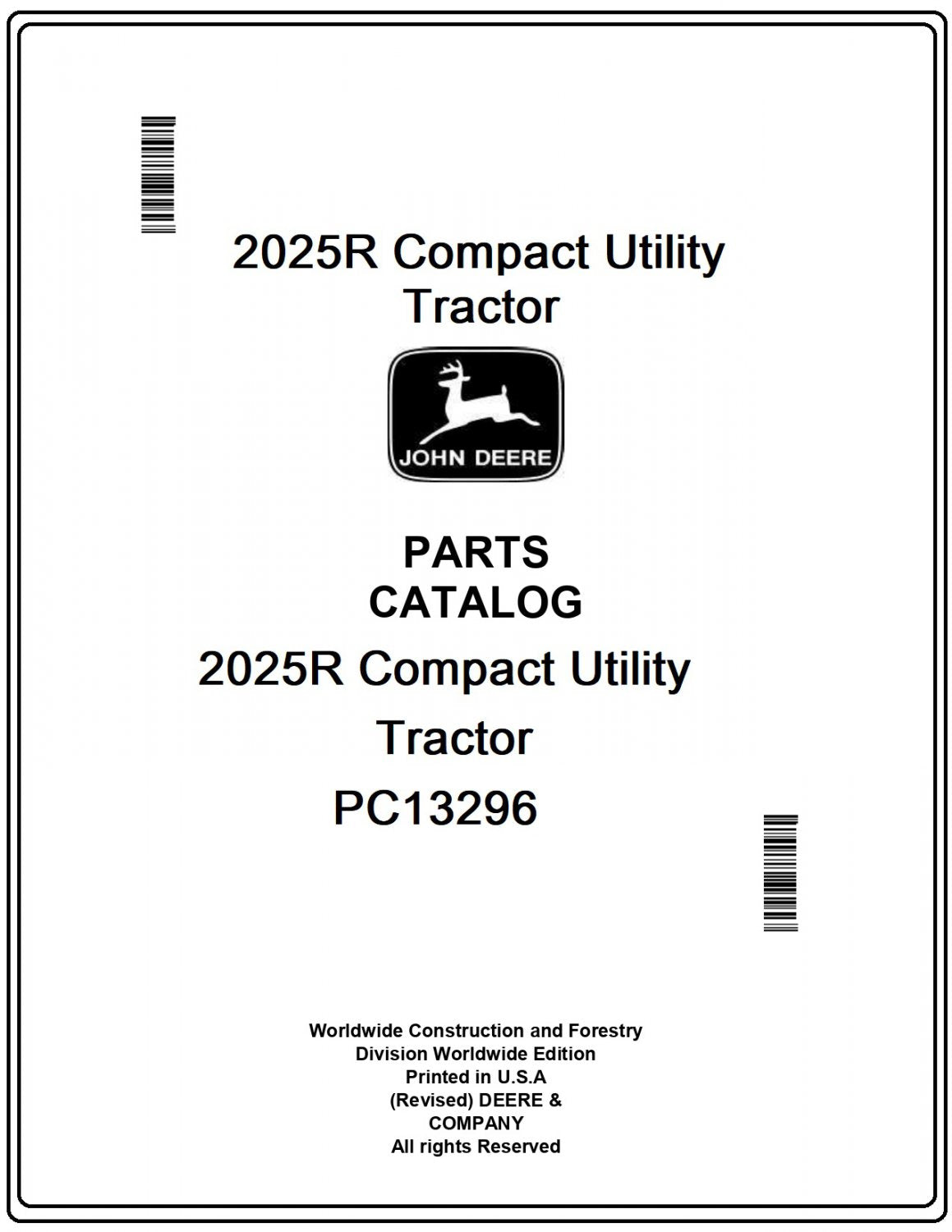 John Deere 2025R Compact Utility Tractor Parts Manual - Neo Truck Manuals
