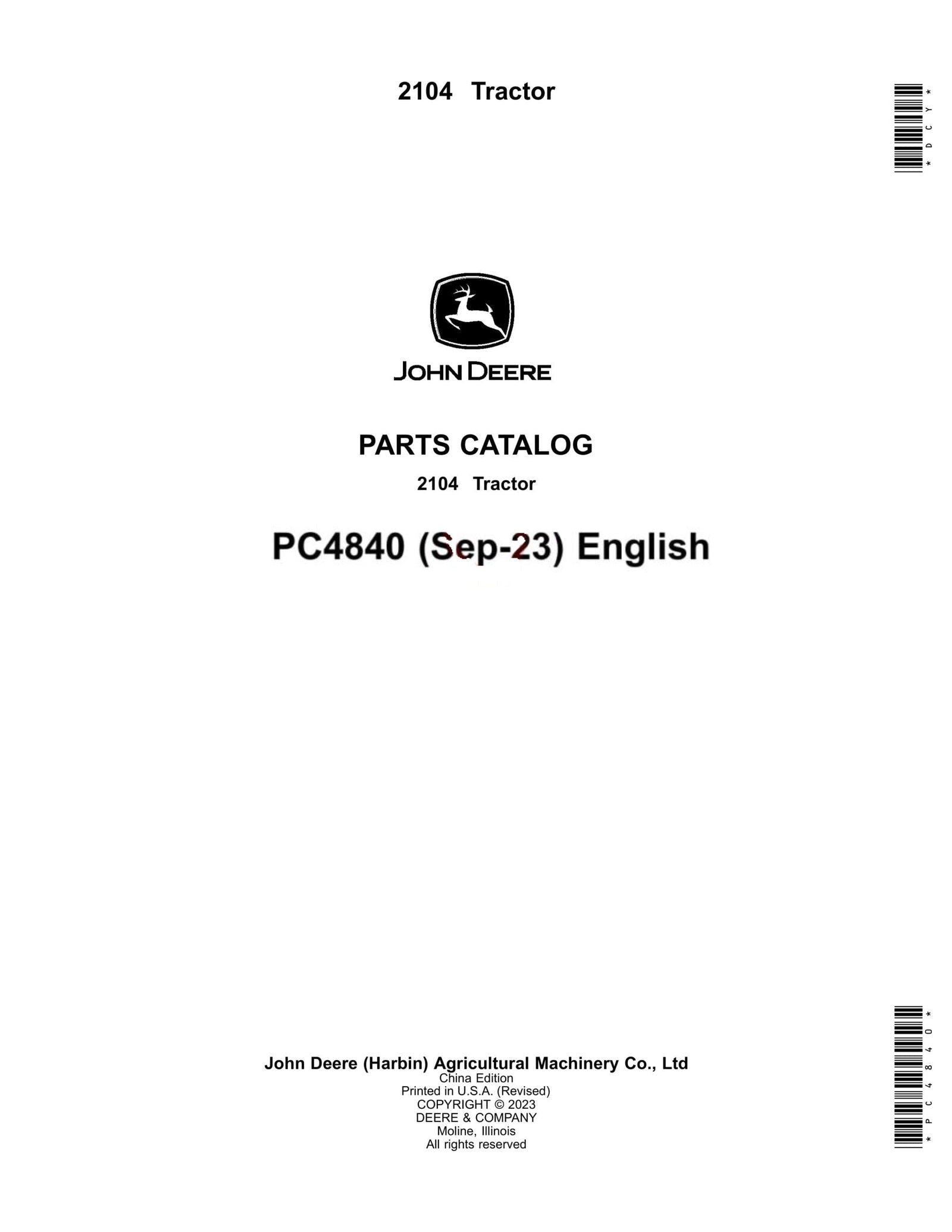 John Deere 2104 Tractor Parts Manual - Neo Truck Manuals