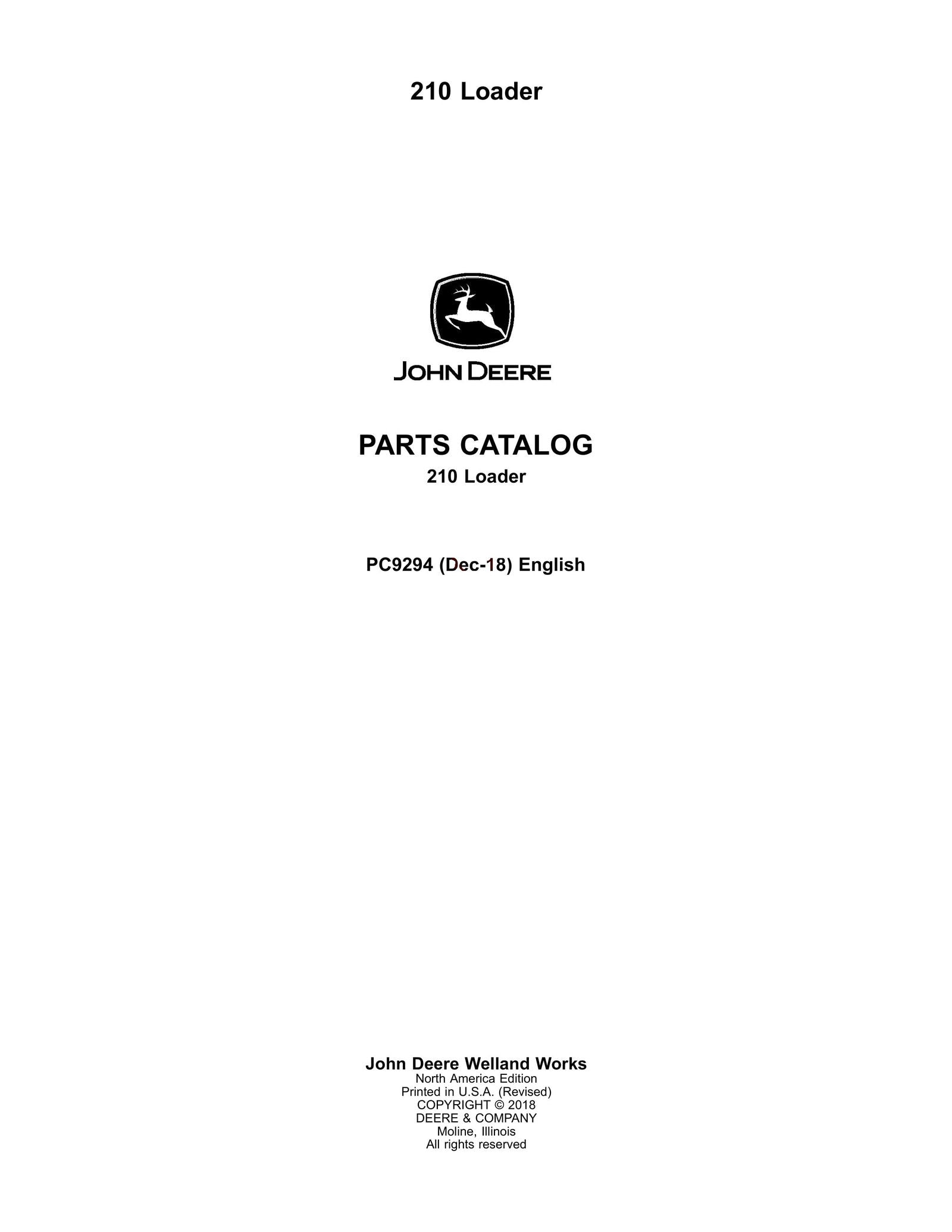 John Deere 210 Loader Parts Manual - Neo Truck Manuals