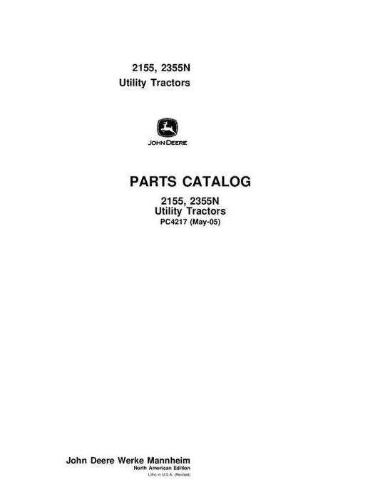 John Deere 2155 2355n Tractor Parts Manual - Neo Truck Manuals