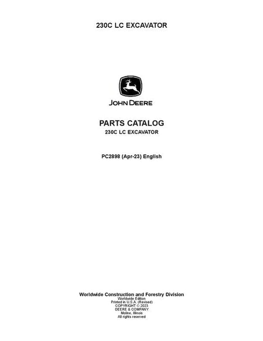 John Deere 230CLC C Series Excavator Parts Manual - Neo Truck Manuals