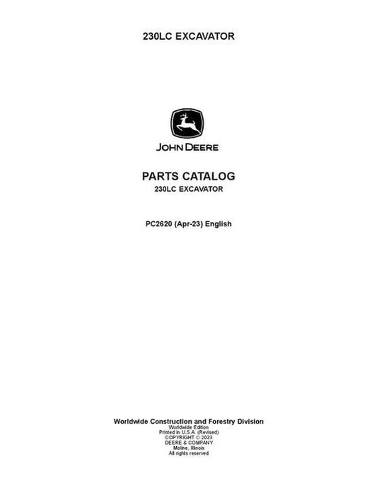 John Deere 230LC C Series Excavator Parts Manual - Neo Truck Manuals