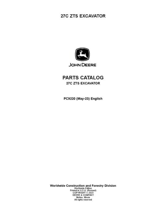 John Deere 27CZTS C Series Excavator Parts Manual - Neo Truck Manuals