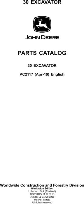 John Deere 30 Excavator Parts Manual - Neo Truck Manuals