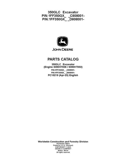 John Deere 350GLC G Series Excavator Parts Manual - Neo Truck Manuals