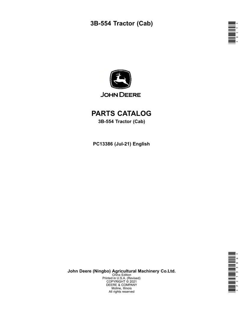 John Deere 3b-554 Tractor Parts Manual - Neo Truck Manuals