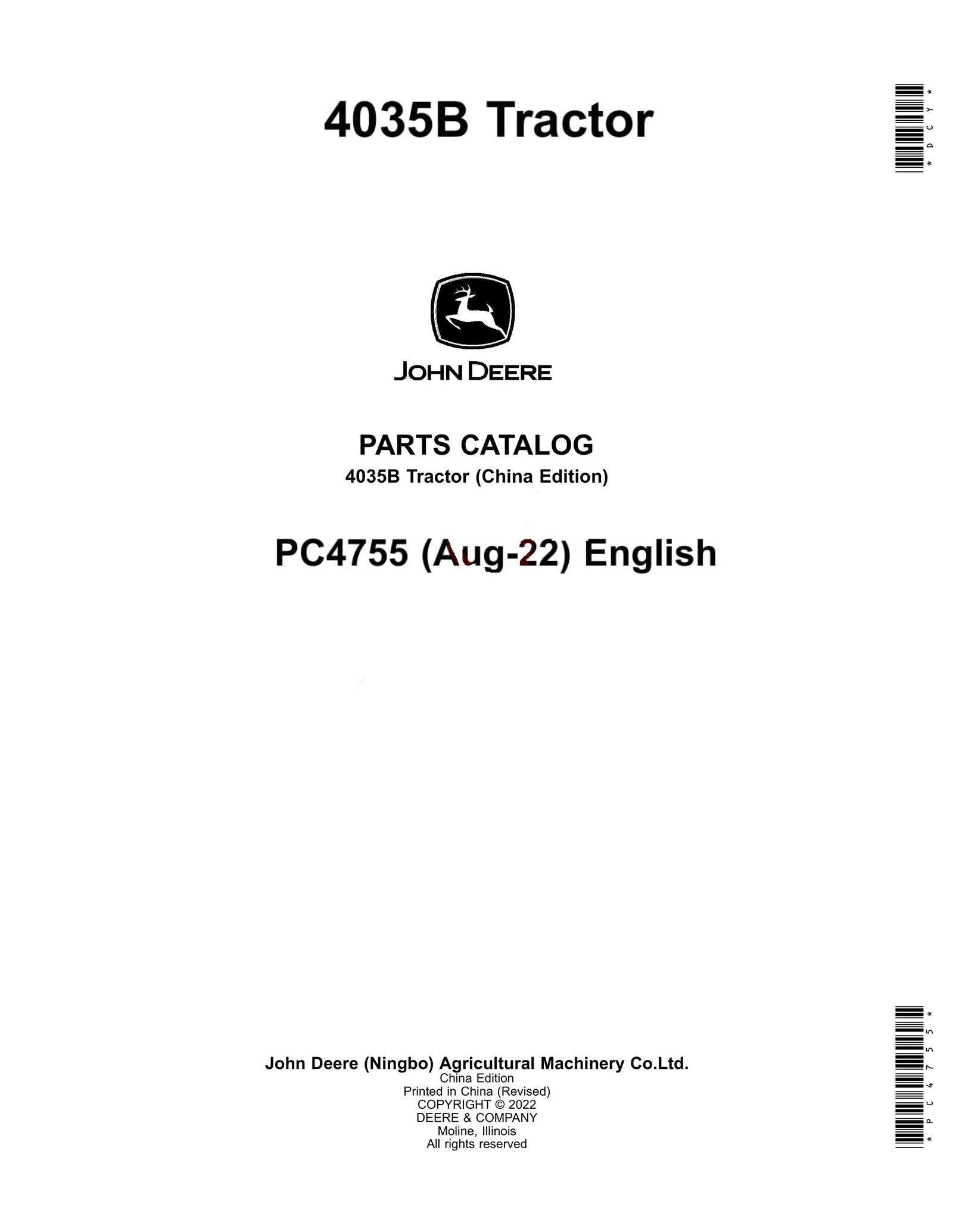 John Deere 4035B Tractor Parts Manual - Neo Truck Manuals