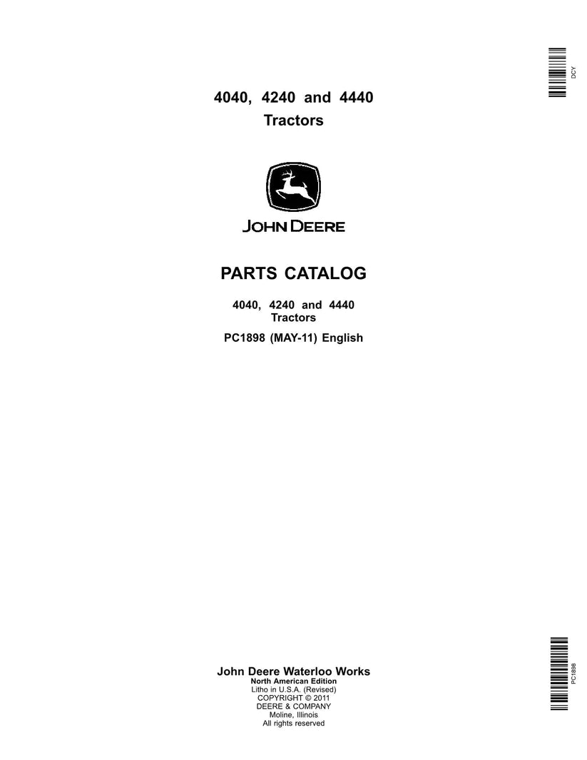 John Deere 4040, 4240, 4440 Tractor Parts Manual - Neo Truck Manuals