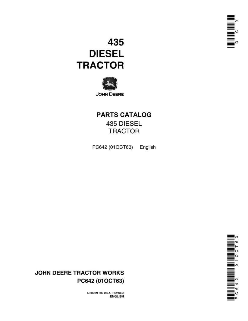 John Deere 435 Diesel Tractor Parts Manual - Neo Truck Manuals