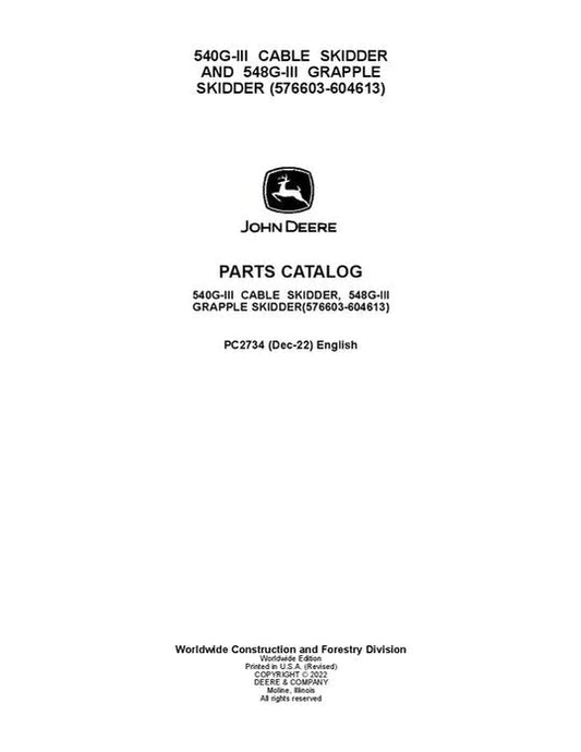 John Deere 540GIII, 548GIII Skidder Parts Manual - Neo Truck Manuals