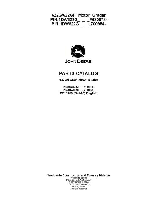John Deere 622G, 622GP Motor Graders Parts Manual - Neo Truck Manuals