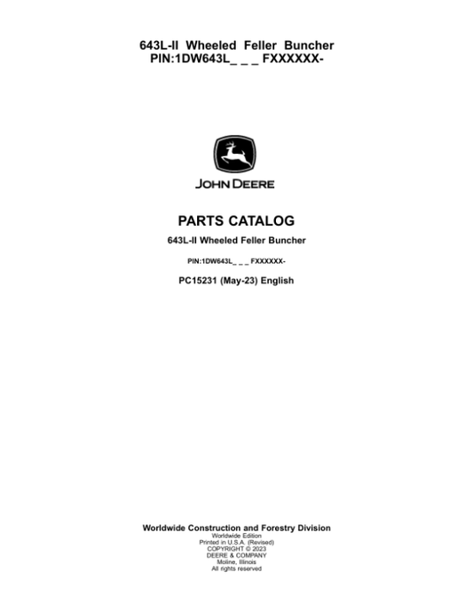 John Deere 643L-II Wheeled Feller Buncher Parts Manual - Neo Truck Manuals